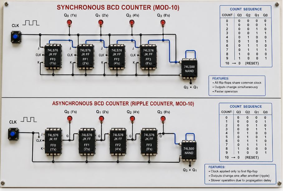 Synchronous vs Asynchronous BCD Counter